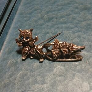 Kitty Silver Christmas Brooch